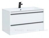 Lino 90 тумба белая матовая для ванной комнаты с раковиной-столешницей Электра 90 Aquanet