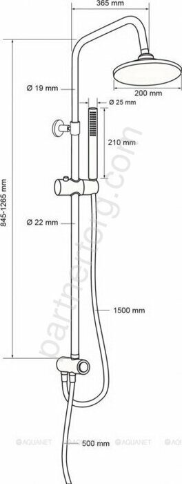 Practic R AF100-70-R-C душевая стойка Aquanet