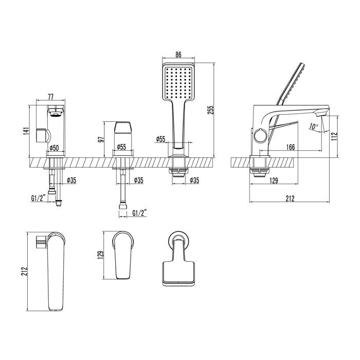 Bronx LM3745BL смеситель на борт ванны, черный Lemark