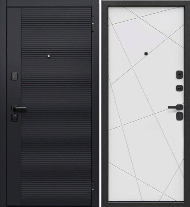 Черный кварц 7,5см дверь входная стальная МДФ Сатиин черный, МДФ Сатин белый