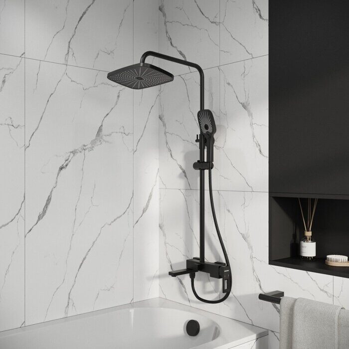 Grossman Pragma 500.K35.03.210 Душевая стойка со смесителем, черный матовый