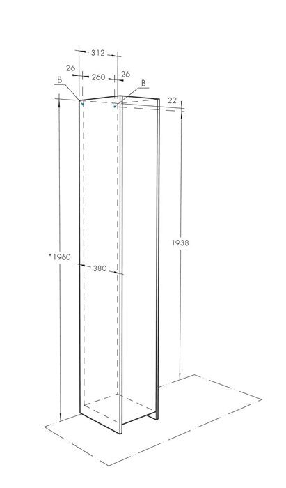Шкаф-колонна Лондри узкая для швабры, ширина 312 Aquaton
