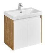Сканди Doors 70 см тумба универсальная белая/дуб рустикальный для ванной комнаты с раковиной Адриана 70 Aquaton