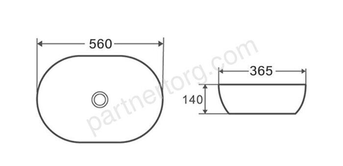 Calypso CS11385 раковина накладная 560х365х140мм