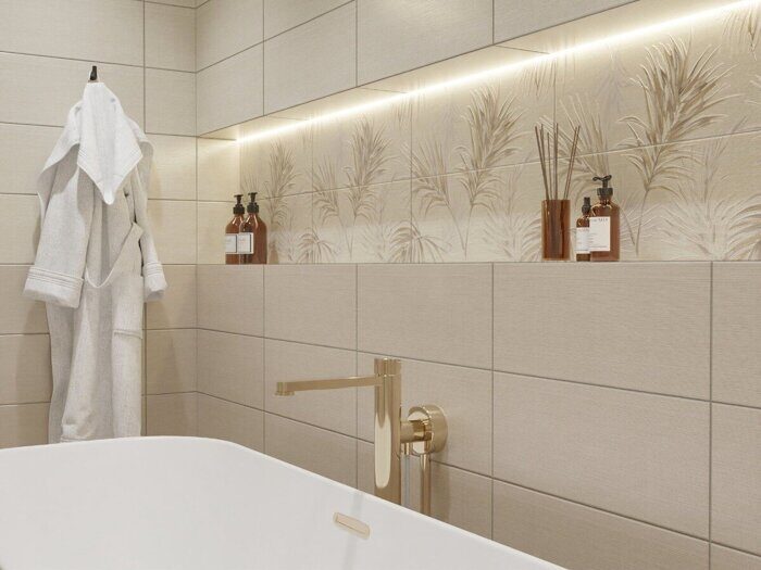 Veneziano Beige настенная плитка бежевая полуматовая 20х50см Azori