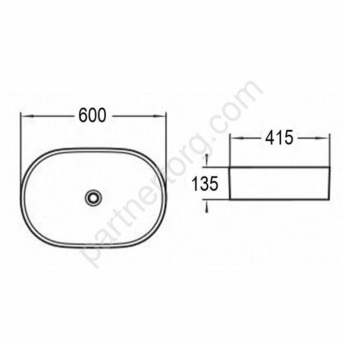 Azario темно-серая матовая  раковина настольная 60х41,5х13,5 см AZ-2196MDH