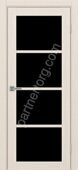 Турин 540.2222 межкомнатная дверь ясень перламутровый со стеклом лакобель черное