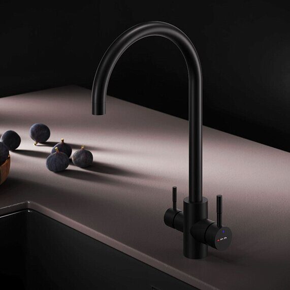 Смеситель для кухни высокий, чёрный с каналом питьевой воды F85B07722 X-Joy S AM.PM