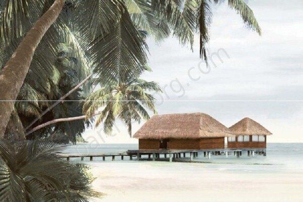 Ailand панно из 2 плиток глянцевое два бунгало 40х60см Alma Ceramica PWA11ALD4