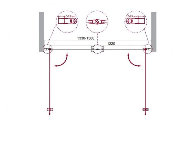 BelBagno ETNA-B-2-140-C-Cr душевая дверь 140х195 см распашная, стекло прозрачное, профиль хром