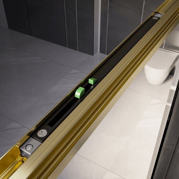 Veconi PTD30 душевая дверь раздвижная 120х200 см, профиль брашированное золото