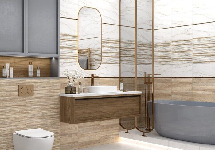 Euphoria настенная плитка бежевая матовая декофон 25х50см Alma Ceramica TWU2550EPH44