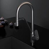 Смеситель для кухни высокий, чёрный с черным гибким изливом F8007822 Like AM.PM