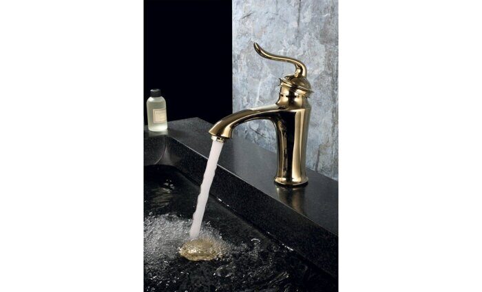 Brava LM4706G, смеситель для раковины монолитный, с донным клапаном, золото Lemark
