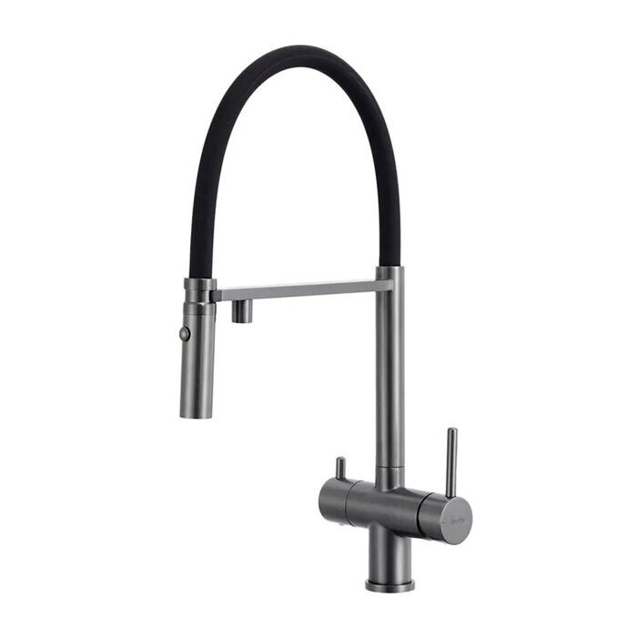 Gappo G4397-89 смеситель для кухни с гибким изливом оружейная сталь/черный