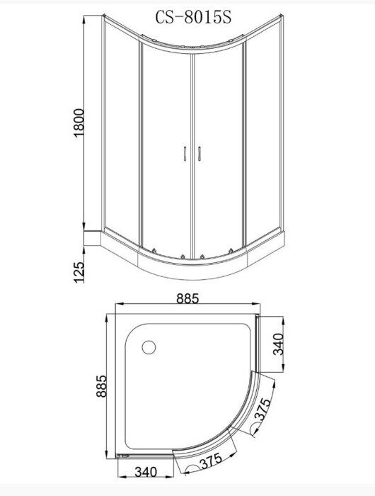 Loranto CS-8015S 90*90*195 душевое ограждение поддон 13см, матовое стекло