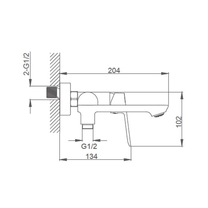 S41.30 Splenka Смеситель для ванны с душем, хром