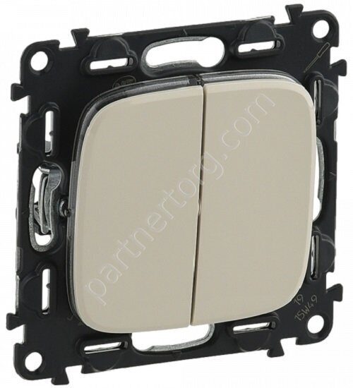Legrand Valena Allure выключатель 2-х клавишный 10А 250В, безвинтовые зажимы, цвет слоновая кость