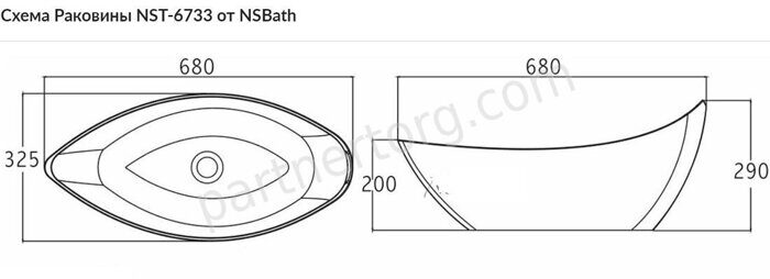 NST-6733M раковина настольная искусственный камень, ширина 68 см