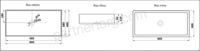 CeramaLux NC 9396MB раковина настольная прямоугольная черная матовая