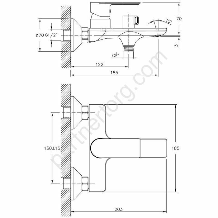 HB60505-8 Haiba смеситель для ванны белый/хром