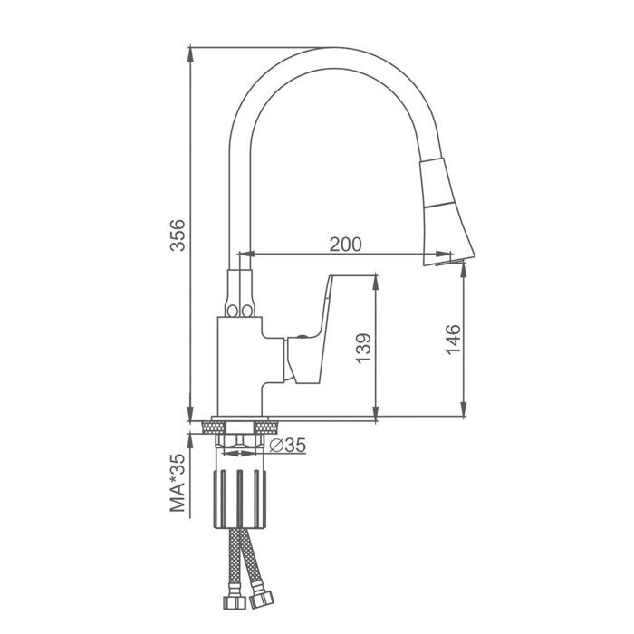 S41.43.09 Splenka Смеситель для кухни, графит