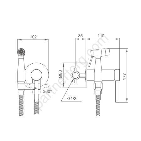 Gappo G7206-9 Оружейная сталь встраиваемый смеситель с гигиеническим душем