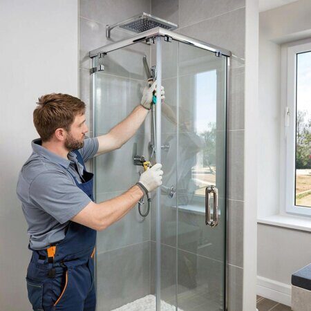 изображение Установка дверей и роликовой системы душевой кабины