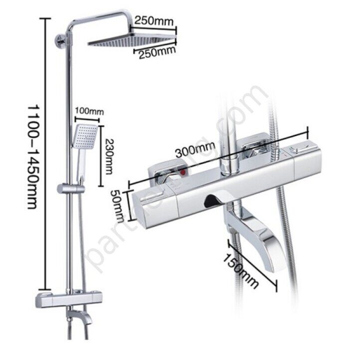 Gappo G2491 душевая систаема с верхним душем с термостатом хром