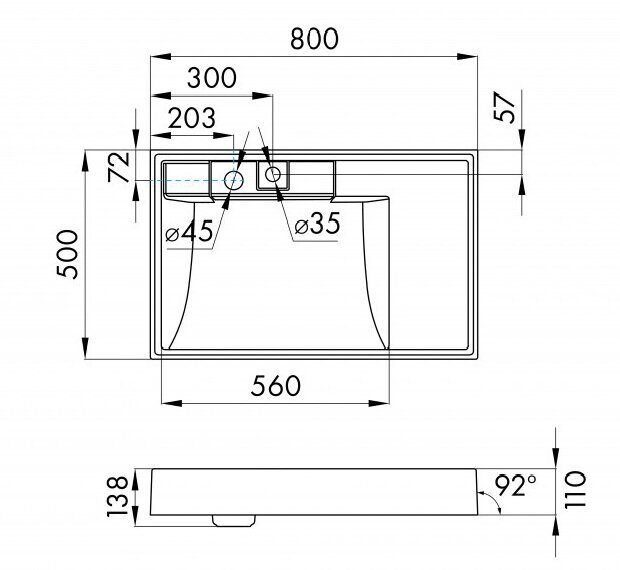 Рейн 80 раковина из литого мрамора для монтажа над стиральной машиной 80х50см Aquaton