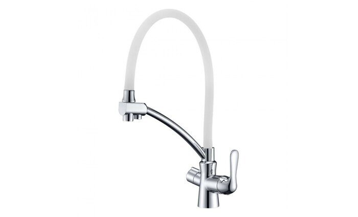 Comfort LM3070C-White, смеситель для кухни с гибким изливом, с подключением к фильтру питьевой воды, хром-белый Lemark