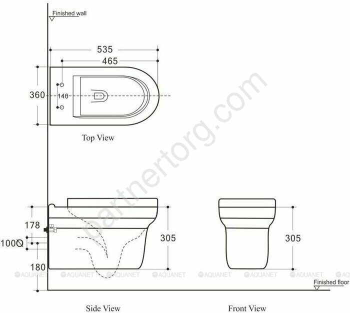Rimless Nova-W BL-101N-WHT безободковый подвесной унитаз с сидением Soft Close Aquanet