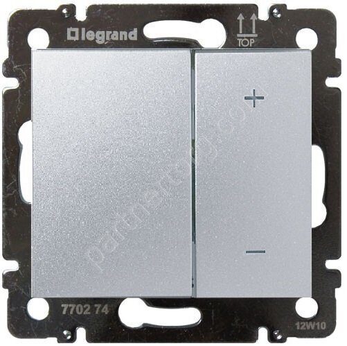 Legrand Valena Classic светорегулятор кнопочный 40-600Вт, с лицевой панелью, цвет алюминий