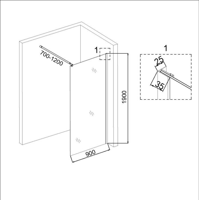 Niagara Eco NG-551-90BLACK душевая перегородка 90х190см, черный, стекло прозрачное
