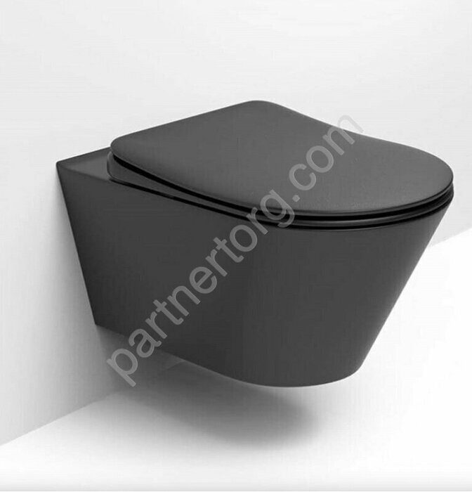 Rimless Logan L3W AVVA безободковый подвесной унитаз черный с сидением Soft Close Aquanet