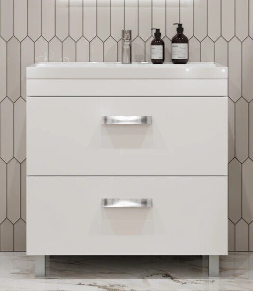 Orlando 80-0-2 Velvex напольная тумба белая для ванной комнаты с раковиной Classica 80