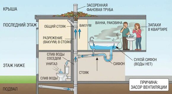 Изображение Неисправности общего стояка