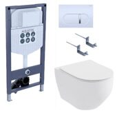 Set Aquatek Европа INS-023/KDI-042  унитаз безободковый с сидением, инсталляция с клавишей  белой