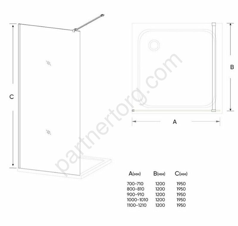 Veconi KR-71 душевая перегородка 120х195 см