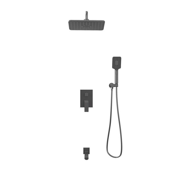 Grossman Classic 501.K35.04.420, душевая система скрытого монтажа, графит,  тропический (верхний) душ, ручной душ (лейка), излив смесителя, рычаги