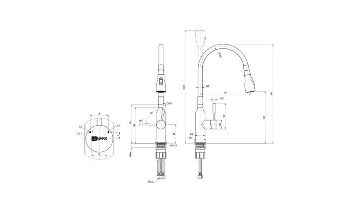 Expert LM5082S-White, смеситель для кухни с гибким поворотным изливом, хром-белый Lemark