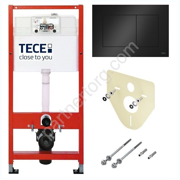 Tece  инсталляция для подвесного унитаза с панелью смыва now черная матовая