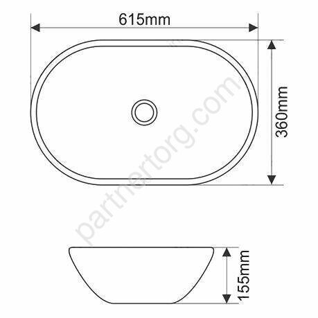 Раковина накладная 7811AMB-805 61,5х36х15,5 см