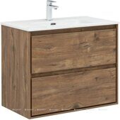 Милан 80 тумба дуб рустикальный для ванной комнаты с накладной керамической раковиной Flash 812*470*195 Aquanet