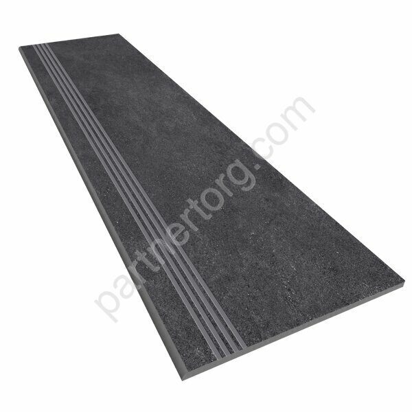 Luna Black LN04 черный неполированный керамогранит 30х120см Estima Ступень