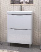Glem 600-0-2 тумба напольная белая для ванной комнаты с умывальником Como 80