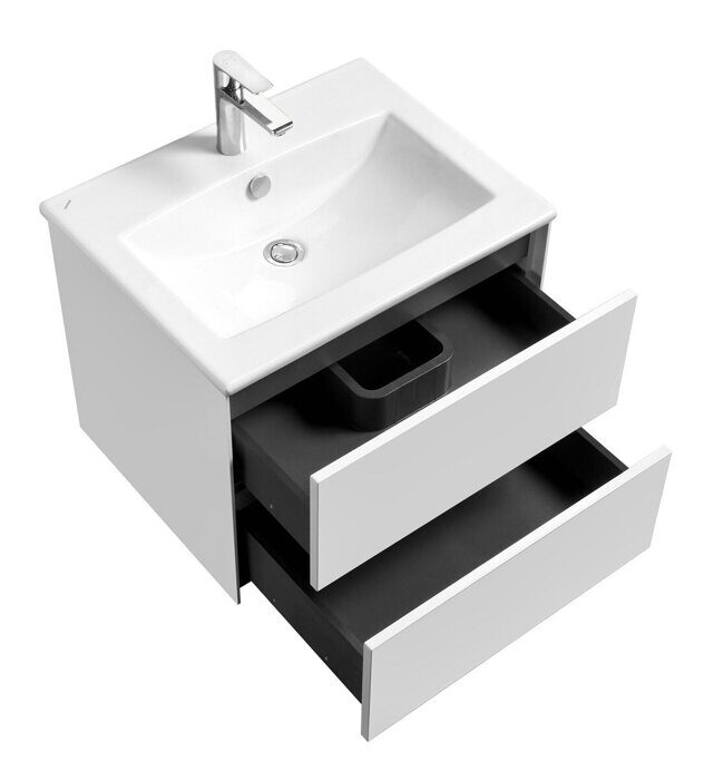 Сохо 60 см тумба подвесная белый глянец для ванной комнаты с раковиной Элина 60 Aquaton