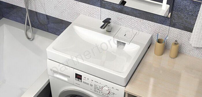 Адель V53  590х546х88мм раковина с мыльницей  для монтажа над стиральной машиной