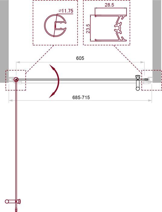 BelBagno UNO-B-1-70-CH-Cr душевая дверь 70х190 см распашная, стекло шиншила, профиль хром
