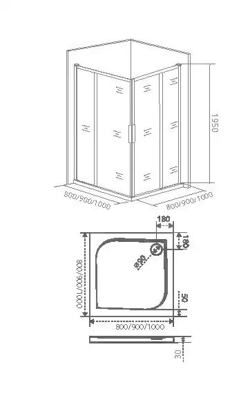 Idea CR-80-C-CH Bas душевое ограждение 80х80х195см, стекло прозрачное, профиль хром